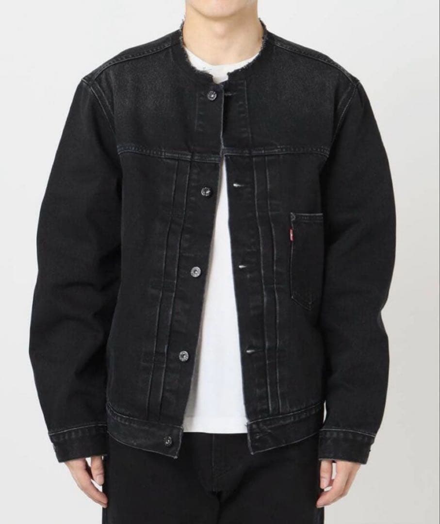 リーバイス エディフィス 別注 Type 1 デニムジャケット ノーカラー 黒