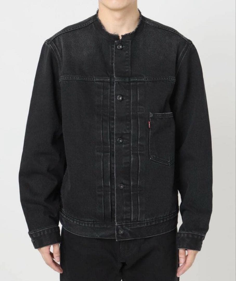 リーバイス エディフィス 別注 Type 1 デニムジャケット ノーカラー 黒