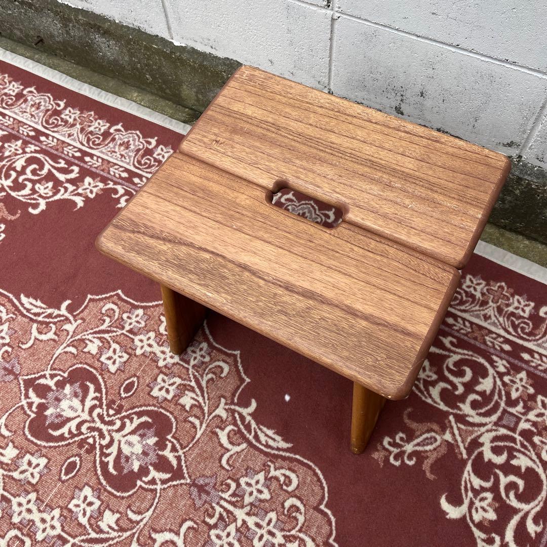 ビンテージ古道具◾️木製無垢材 桐材 角型スツール 椅子 イス