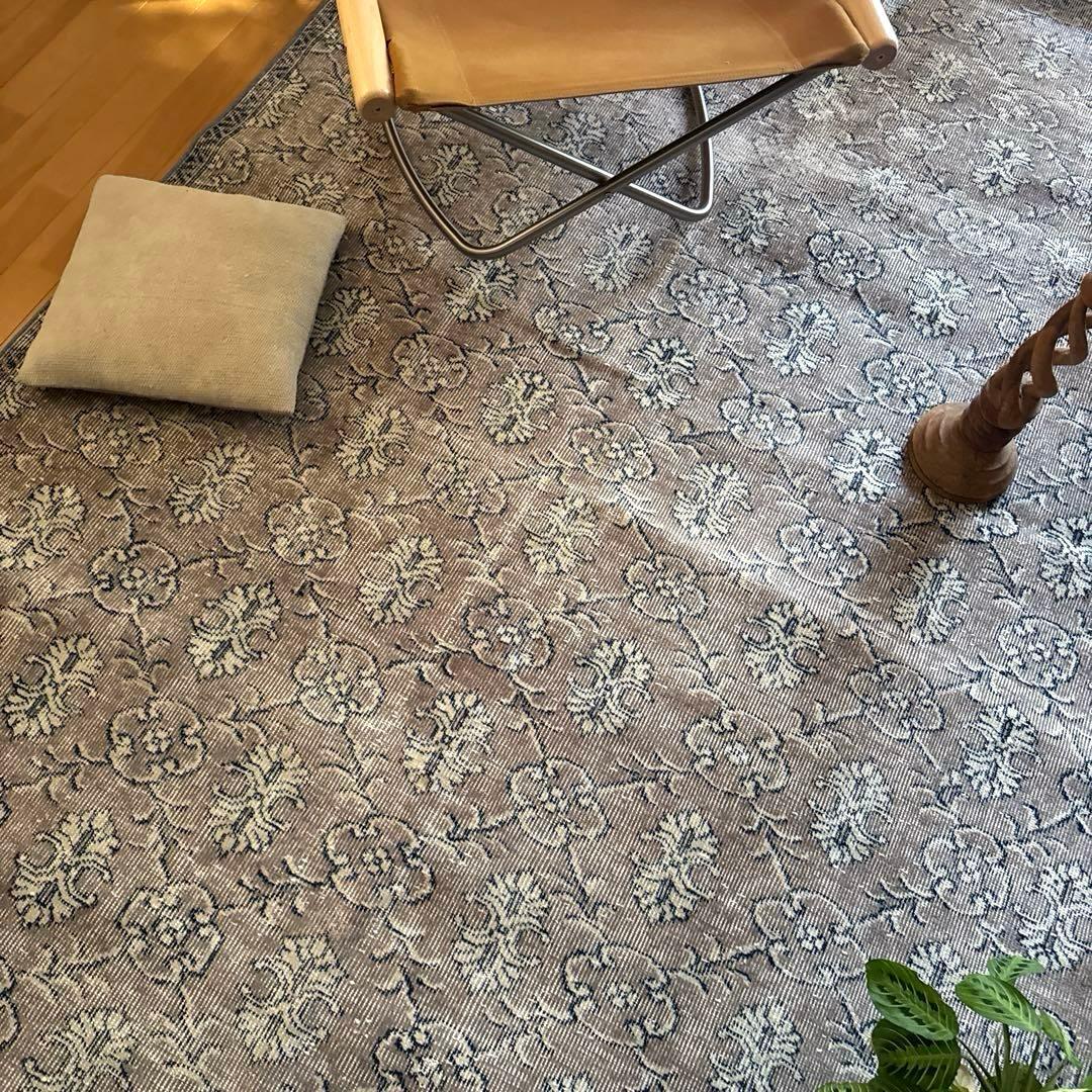 超大判162×282レアボタニカル紋章 グレージュ　トルコヴィンテージラグ