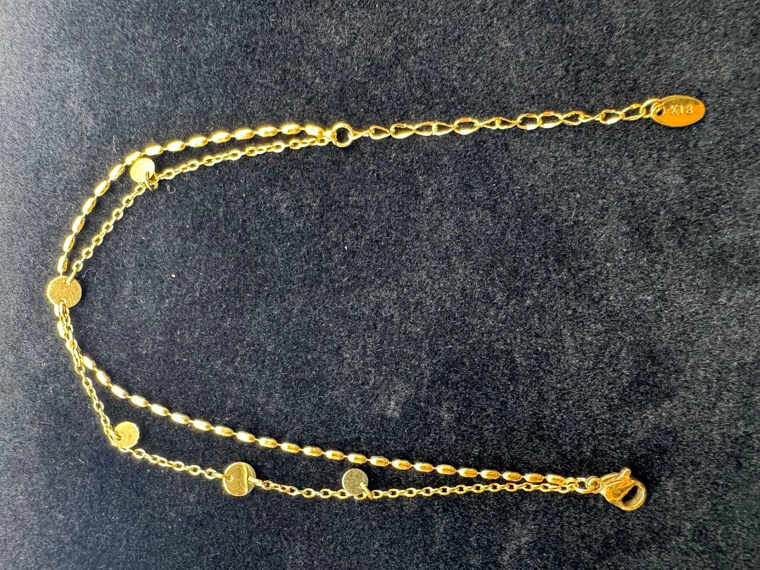 K18 チェーンブレスレット 丸いプレート付き2.31g