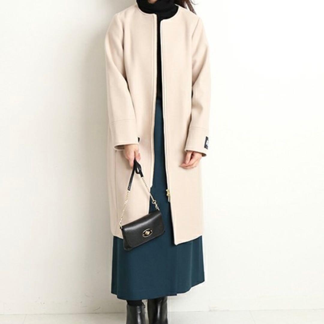 スローブイエナ HAMILTON ノーカラージップ ロングコート - メルカリ