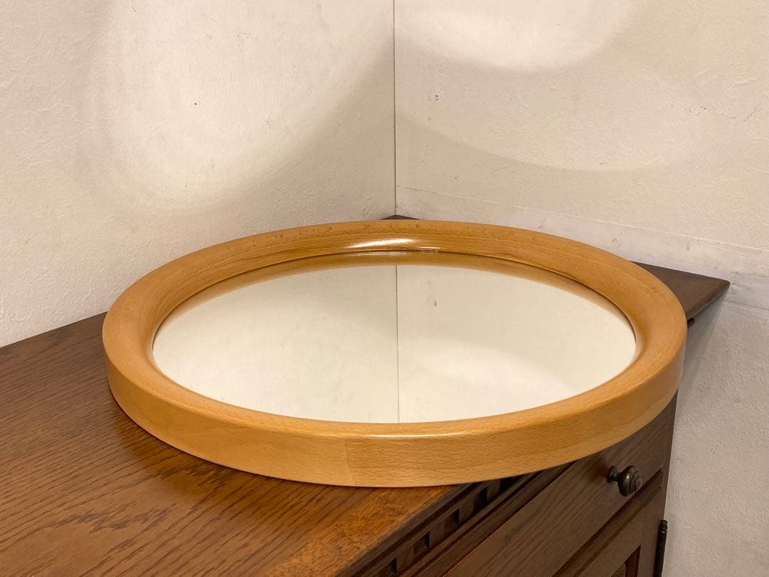 秋田木工 柳宗理 ウォールミラー 丸型 壁掛け 鏡 ナチュラルフレーム