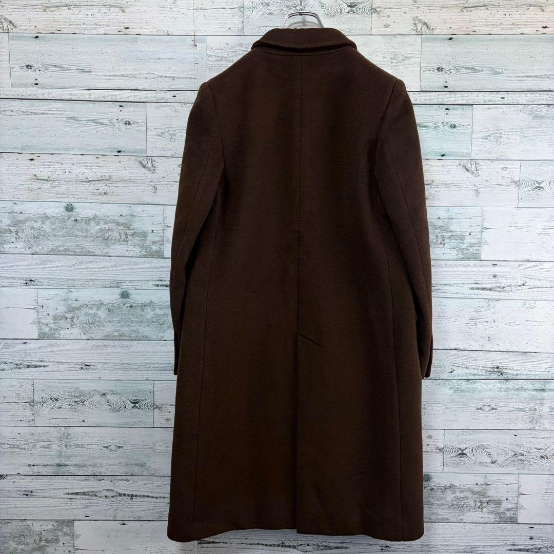 ☆大きいサイズ・XL☆チェスターコート　裏地総柄　羊毛&カシミヤ　ブラウン