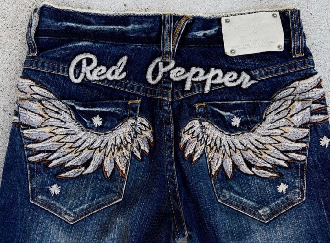 RED PEPPER レッドペッパー刺繍デニム 羽根 ウィング Y2K平成