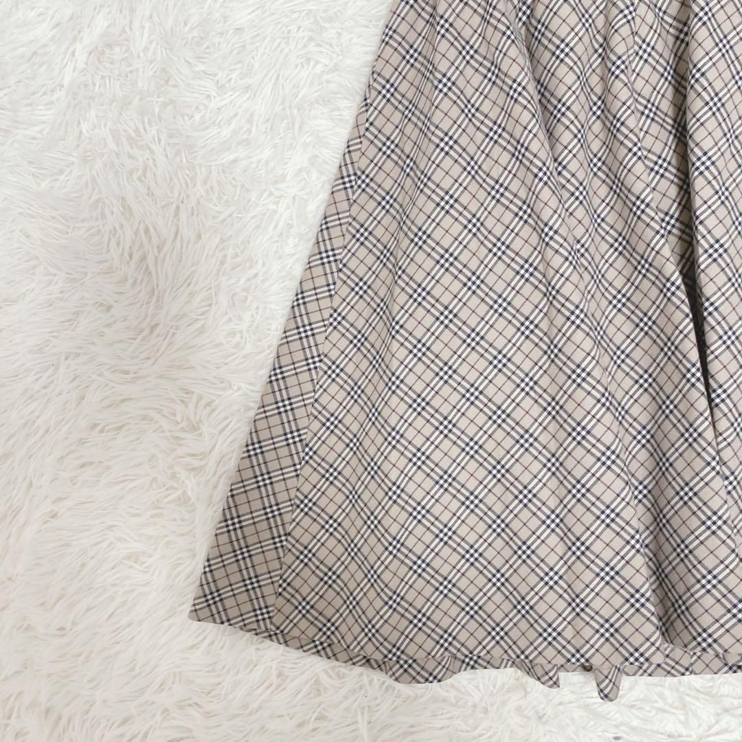 バーバリーブルーレーベル ノバチェック柄ワンピース ベルト付き ベージュ 上品