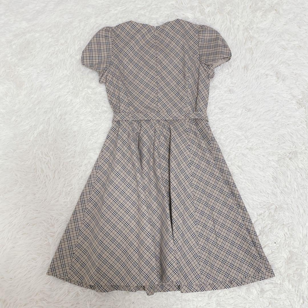 バーバリーブルーレーベル ノバチェック柄ワンピース ベルト付き ベージュ 上品