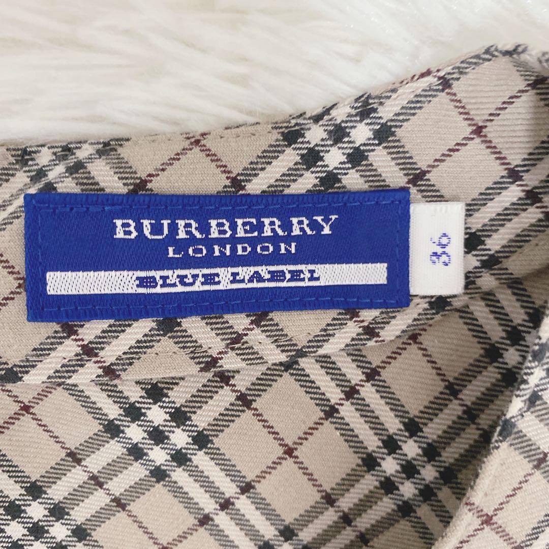 バーバリーブルーレーベル ノバチェック柄ワンピース ベルト付き ベージュ 上品