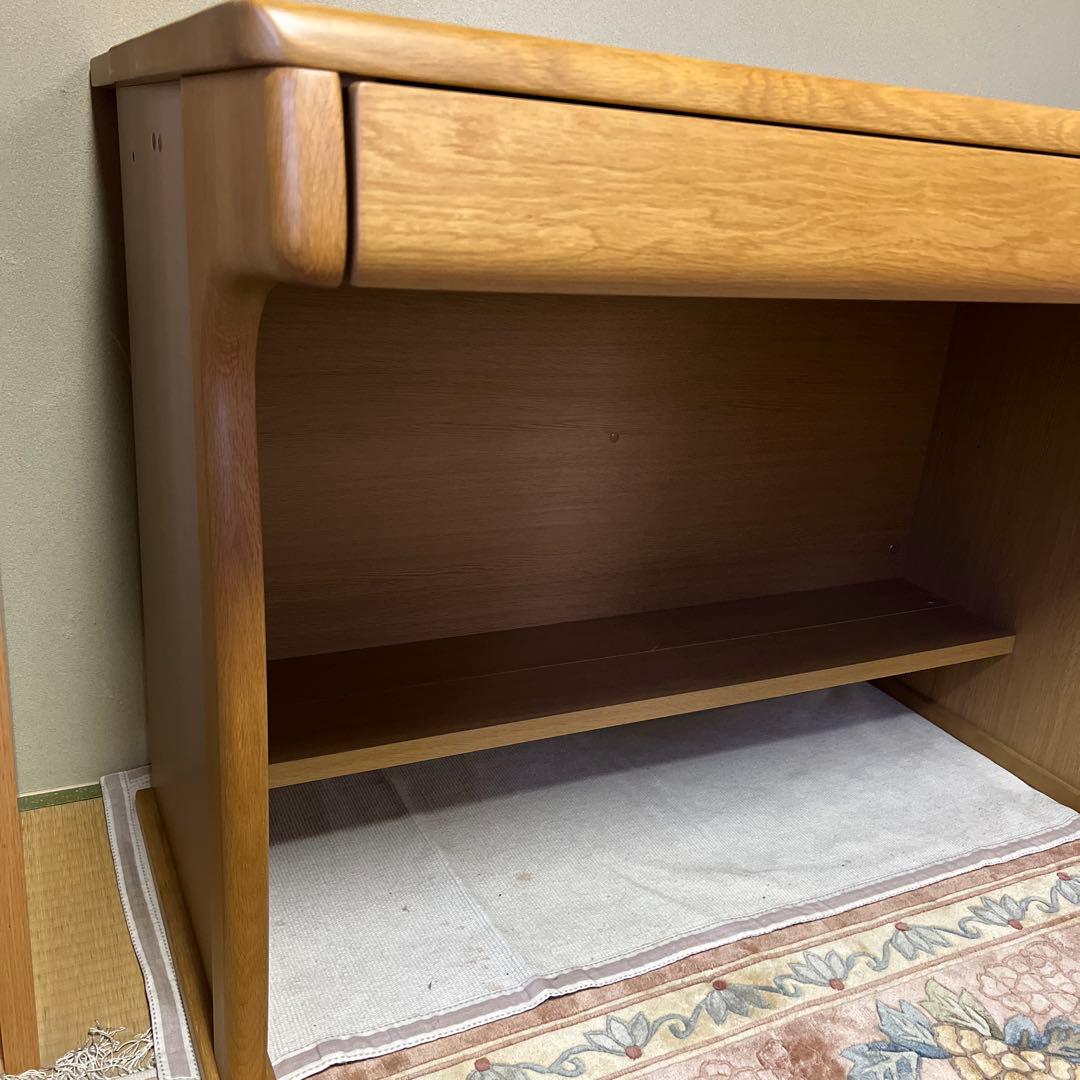 木製シンプルデスク 引き出し2つ　中古デスク、学習机　美品