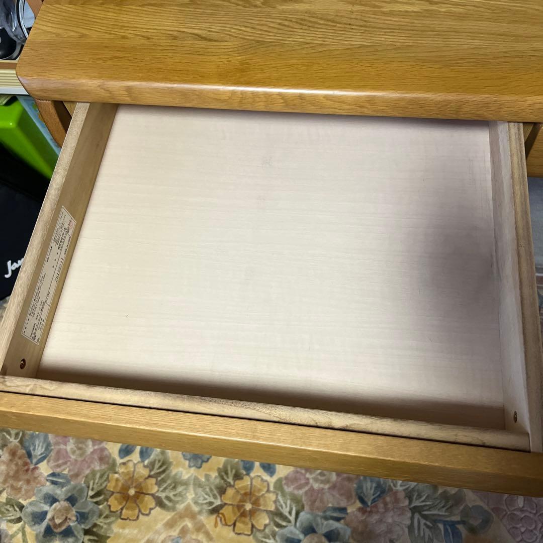 木製シンプルデスク 引き出し2つ　中古デスク、学習机　美品