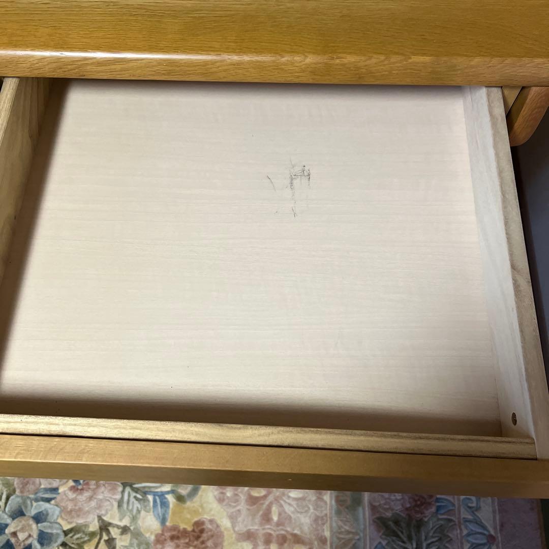 木製シンプルデスク 引き出し2つ　中古デスク、学習机　美品