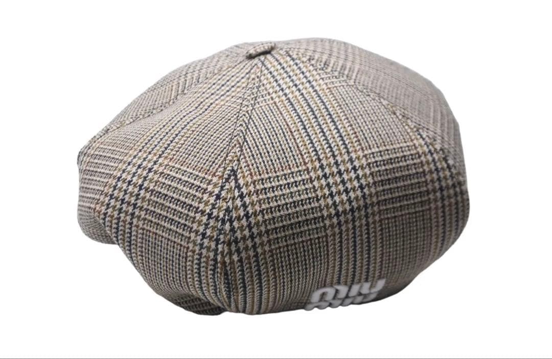 【新品未使用】miumiu チェック柄 ベレー帽