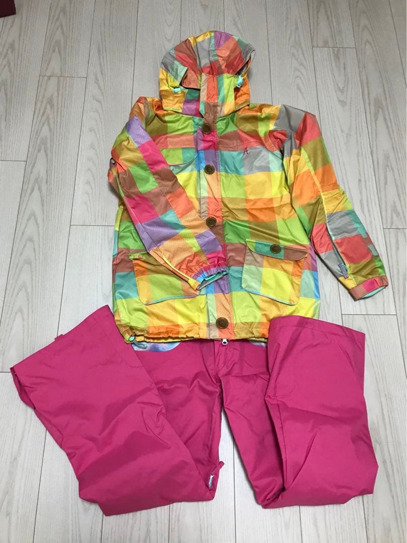 スノボウェア マルチカラー チェック柄 防水ジャケット