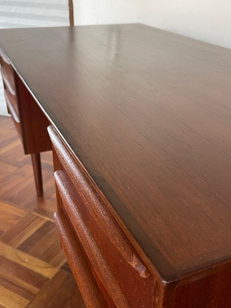 北欧 デンマーク ヴィンテージ チーク オイルフィニッシュ 両袖 デスク