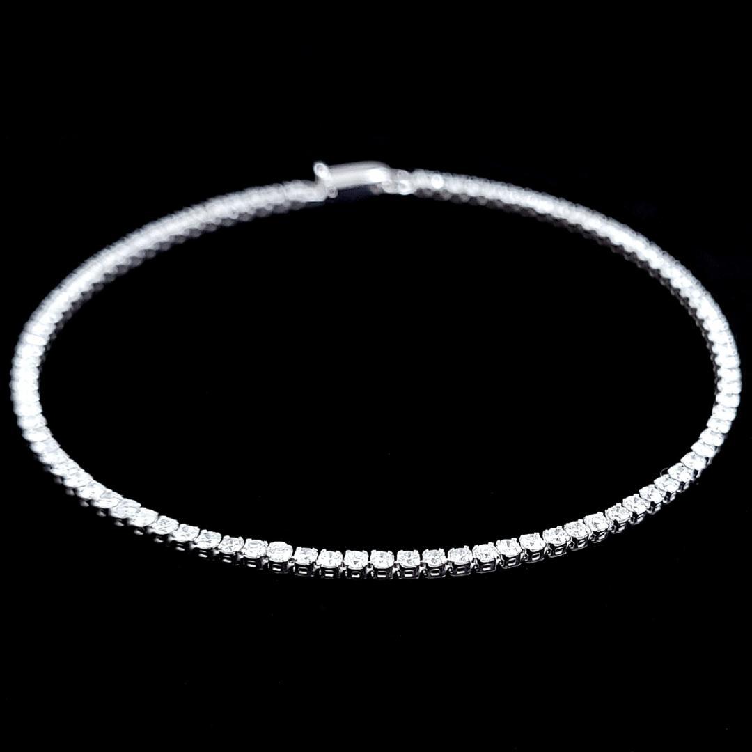 永遠の定番！白系 1.6ct　ダイヤモンド K14 WG テニスブレスレット 鑑