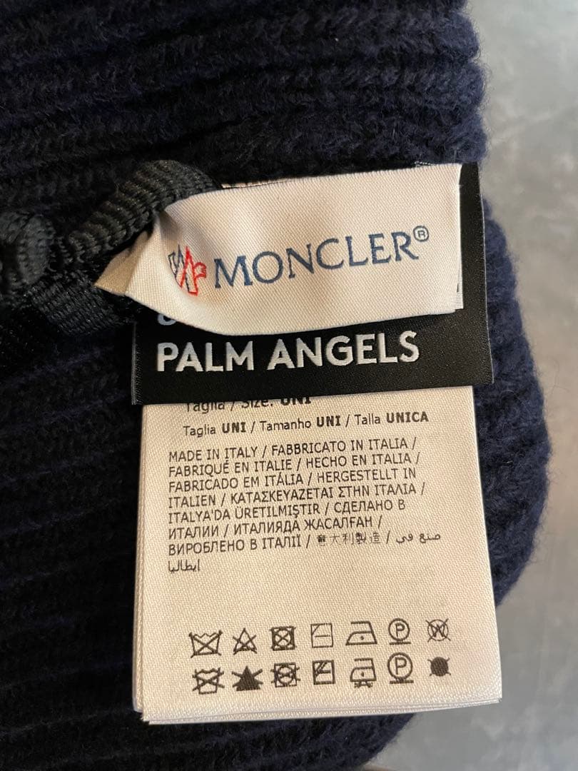 ネイビー　MONCLER PALM ANGELS　ニットキャップ　モンクレール