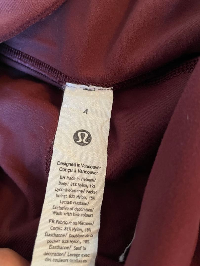 Lululemon ヨガパンツ バーガンディ サイズ4