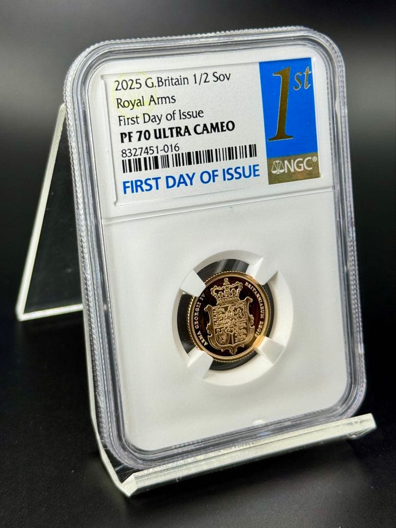 2025 チャールズ3世 ロイヤルアームズ 1/2ソブリンPF70UC FODI