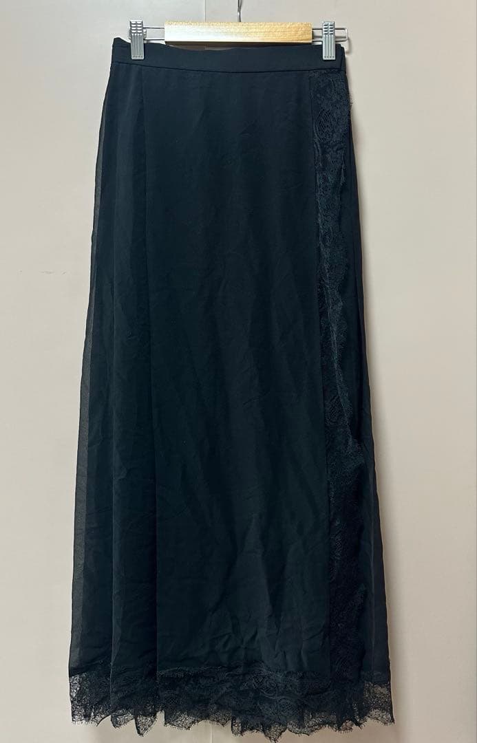 YSLrive gauche 絹100% レース ロングスカート 36 フランス