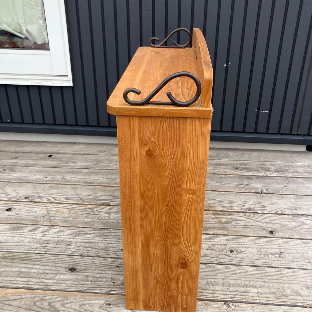 昭和レトロ 古家具 木製飾り棚 3段 チェックディスプレイラック オープンラック