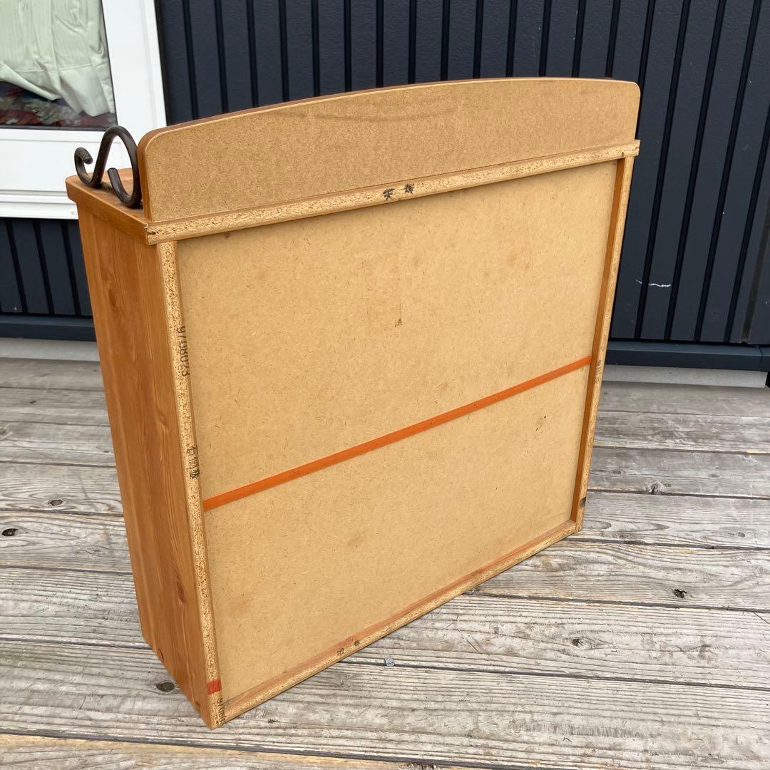 昭和レトロ 古家具 木製飾り棚 3段 チェックディスプレイラック オープンラック