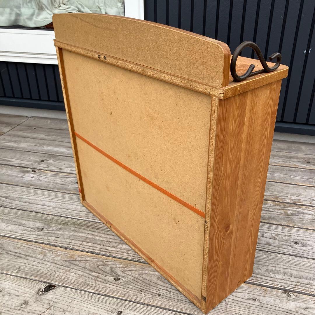 昭和レトロ 古家具 木製飾り棚 3段 チェックディスプレイラック オープンラック