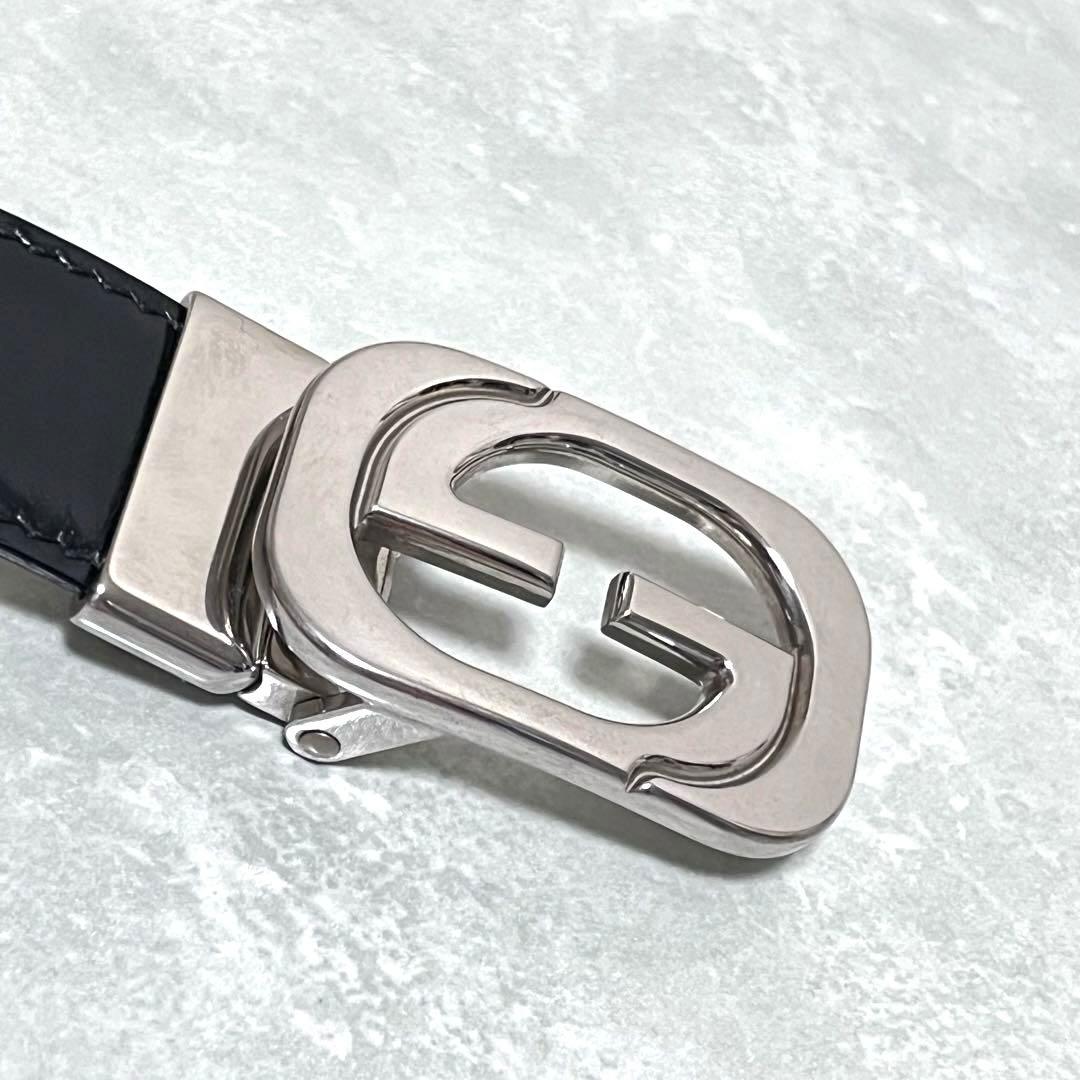 GUCCI 2way シルバーバックル ベルト ホワイト/ブラック