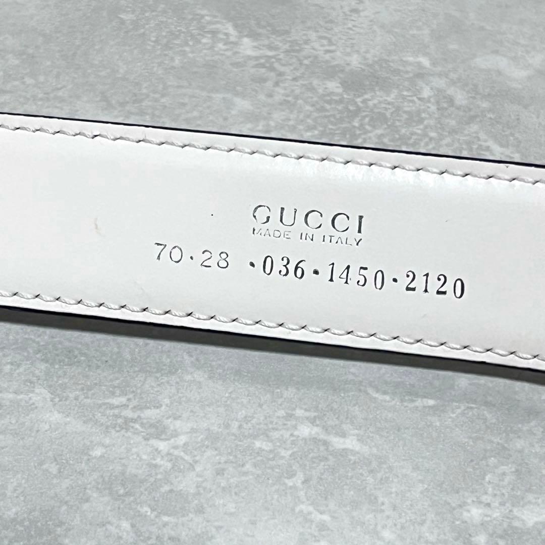 GUCCI 2way シルバーバックル ベルト ホワイト/ブラック