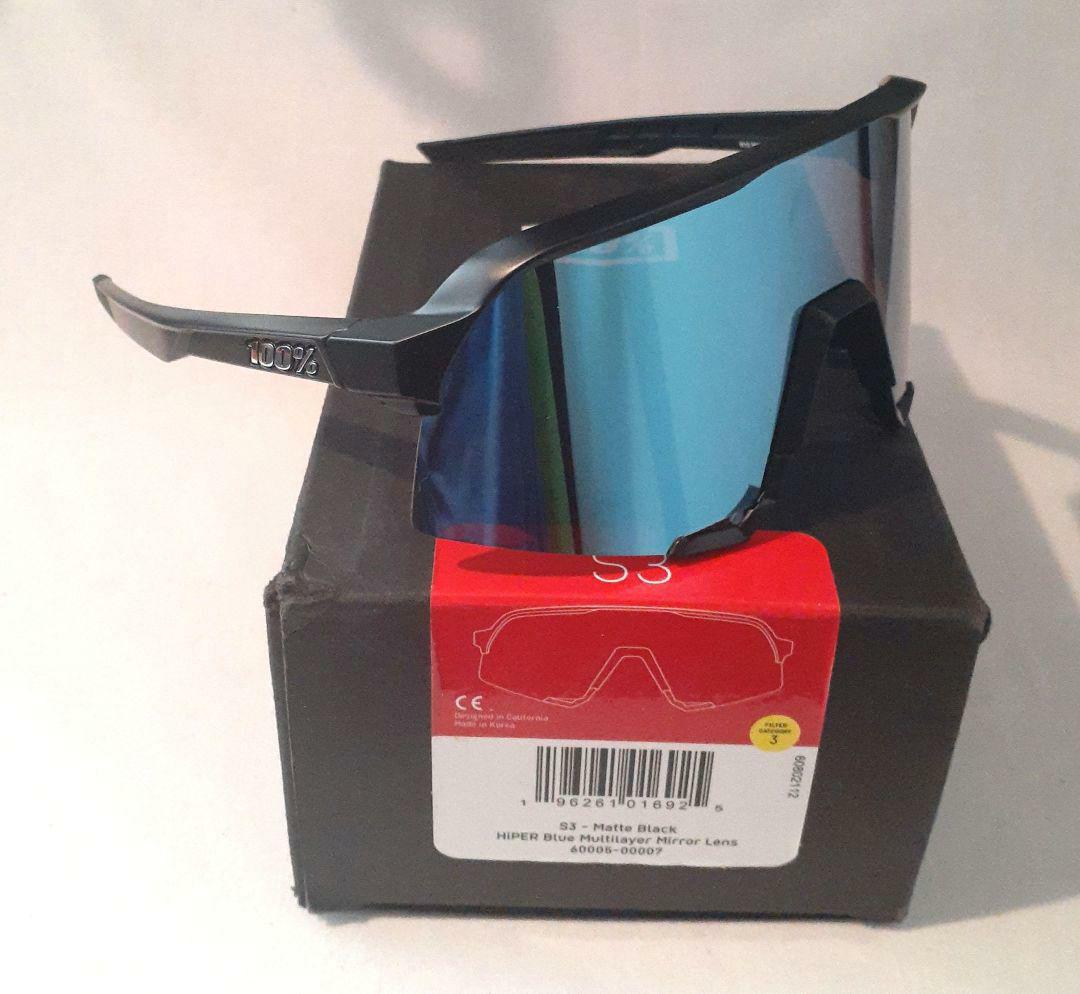 100% S3 ブラック ブルーミラーレンズ ワンハンドレッド サングラス