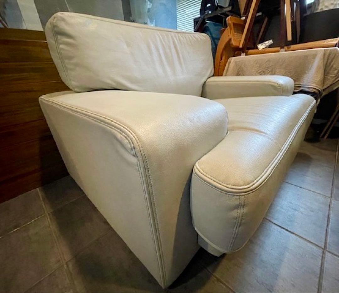 美品□maruniマルニ□ワイドシングルソファー/ラウンジアームソファー