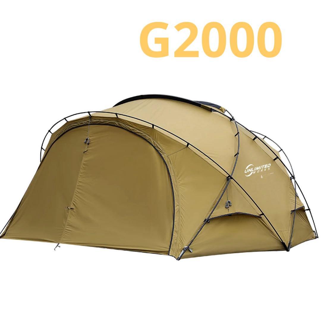TPUドア付きドームシェルター テントDOKICAMP G2000カーキ(タン)
