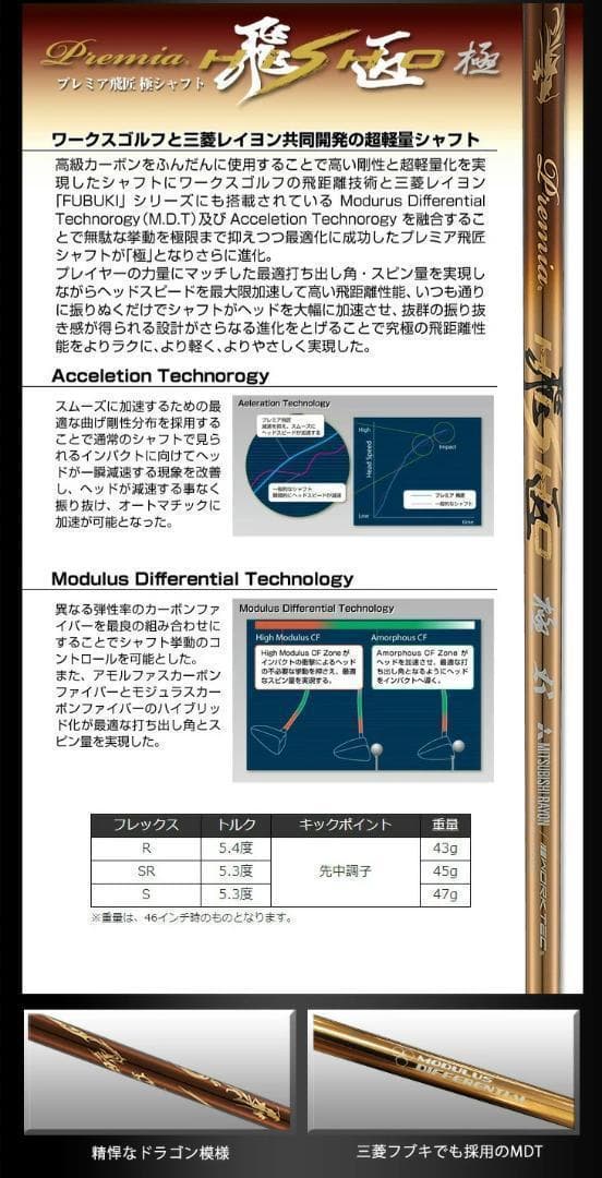 【新品】強反発ドライバー「 悪童 」プレミア飛匠シャフト仕様