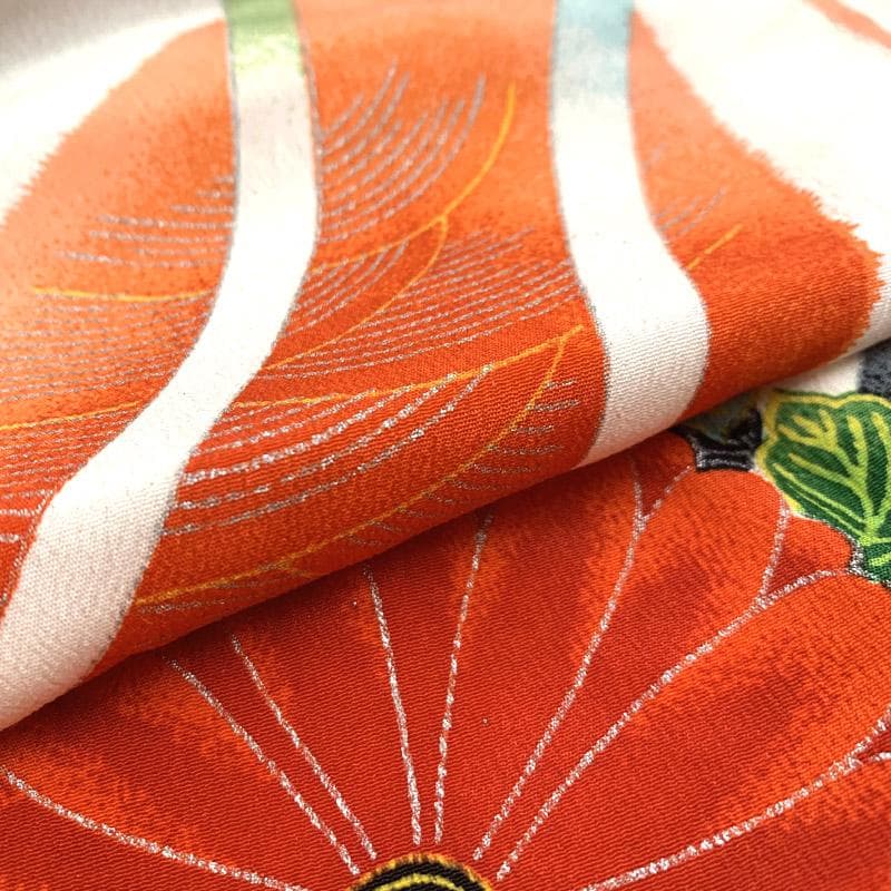 511ag62■七五三 七歳 女児 セミアンティーク着物&丸帯&長襦袢 菊■良好