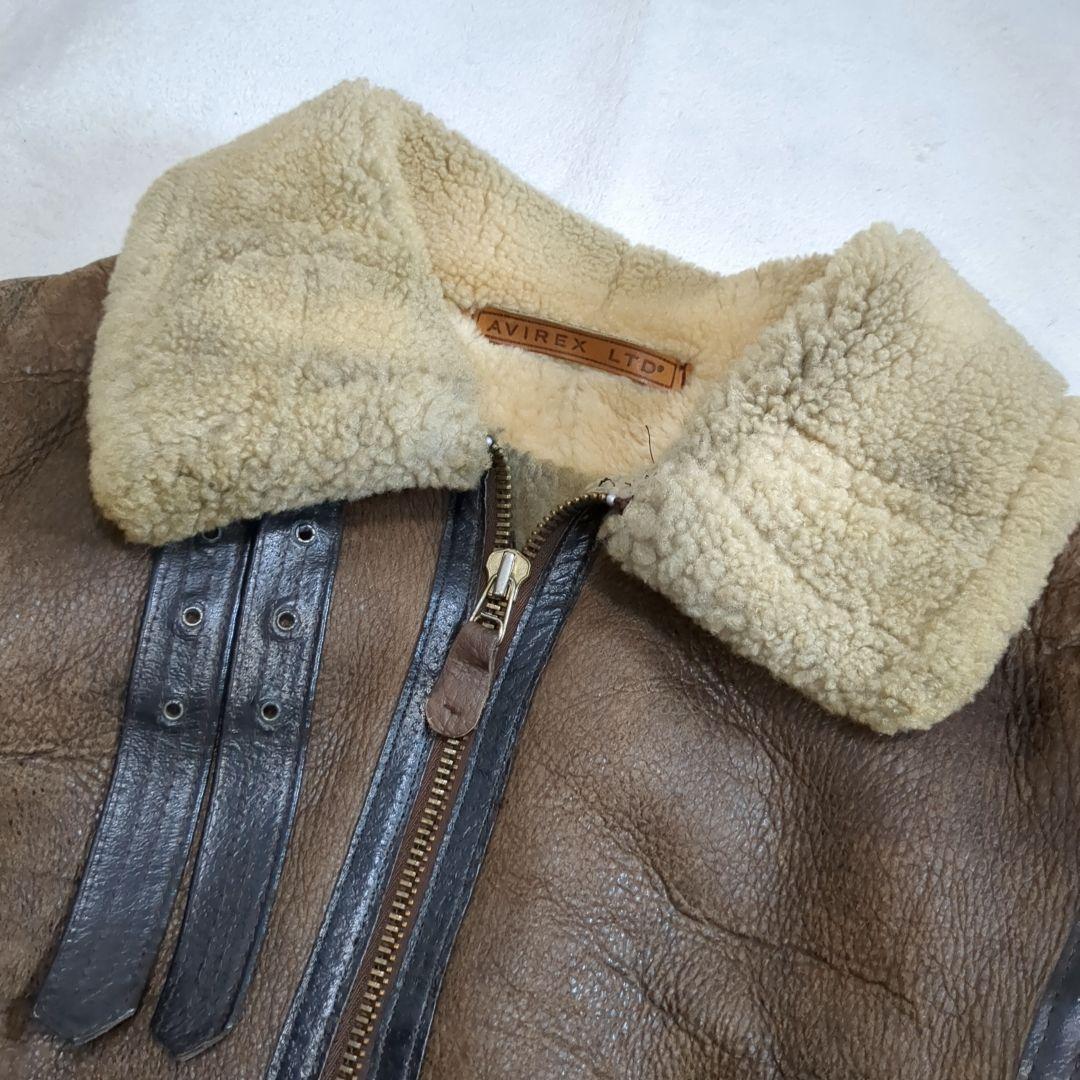 AVIREX B-3 フライトジャケット ムートン 羊革 ブラウン 38サイズ