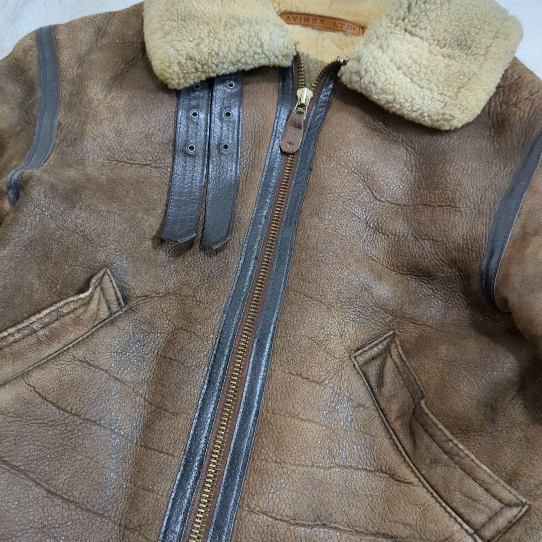 AVIREX B-3 フライトジャケット ムートン 羊革 ブラウン 38サイズ