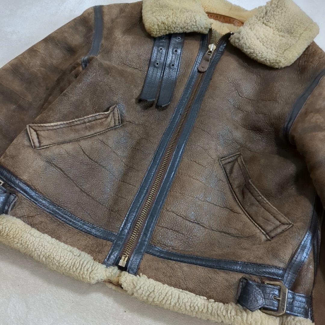 AVIREX B-3 フライトジャケット ムートン 羊革 ブラウン 38サイズ