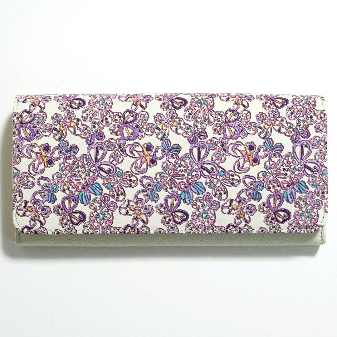 【未使用新品】友禅文庫 蝶柄 長財布 牛革 日本製 大容量