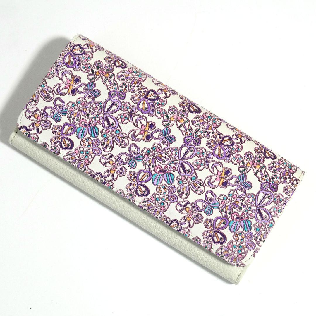 【未使用新品】友禅文庫 蝶柄 長財布 牛革 日本製 大容量