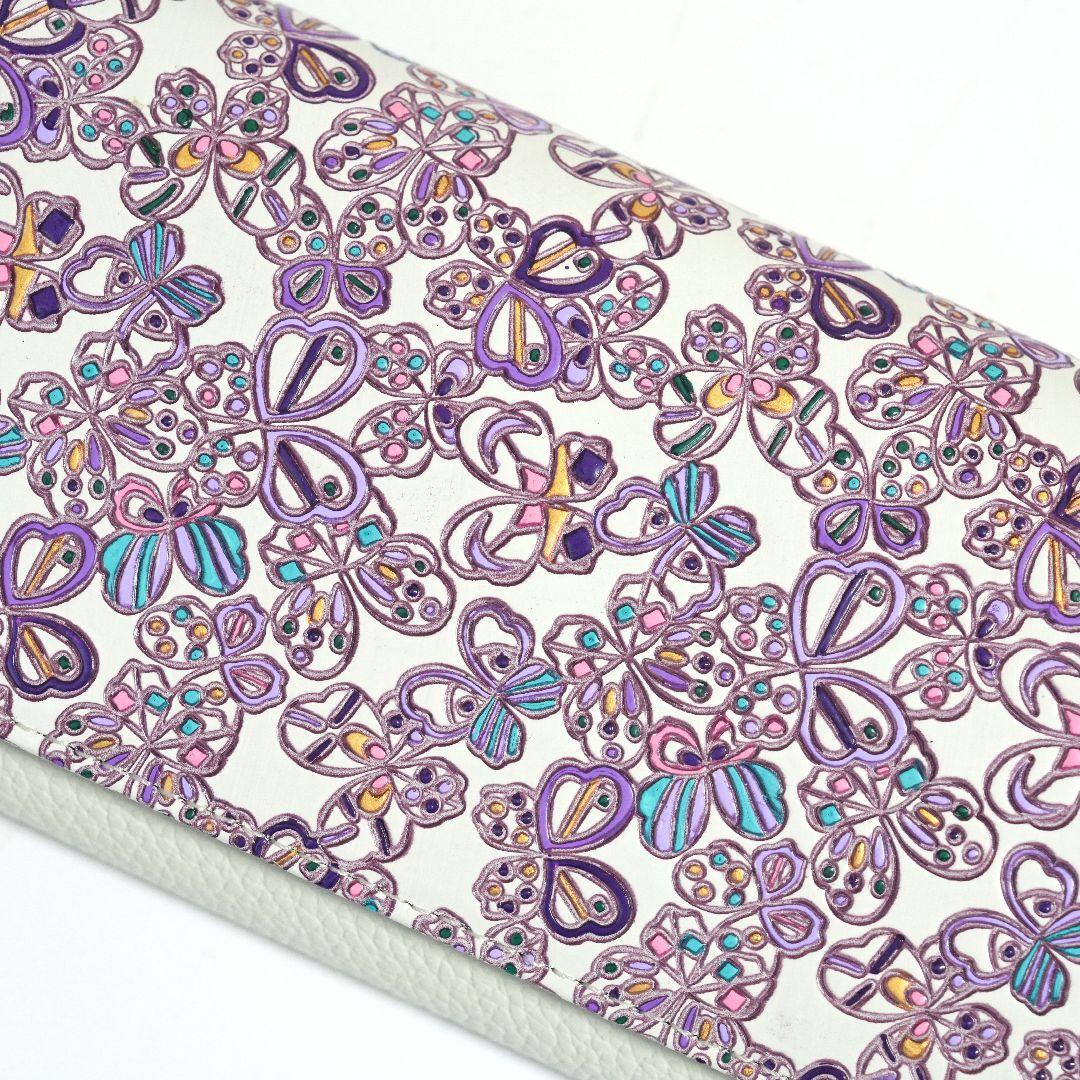 【未使用新品】友禅文庫 蝶柄 長財布 牛革 日本製 大容量