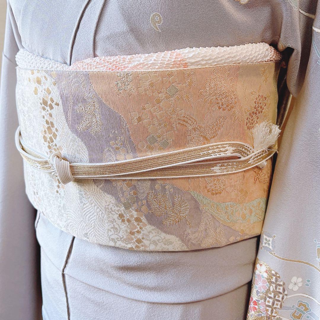 訪問着　フルセット　裄66 67 友禅 友禅　水色 卒業式　入学式　お宮参　袋帯