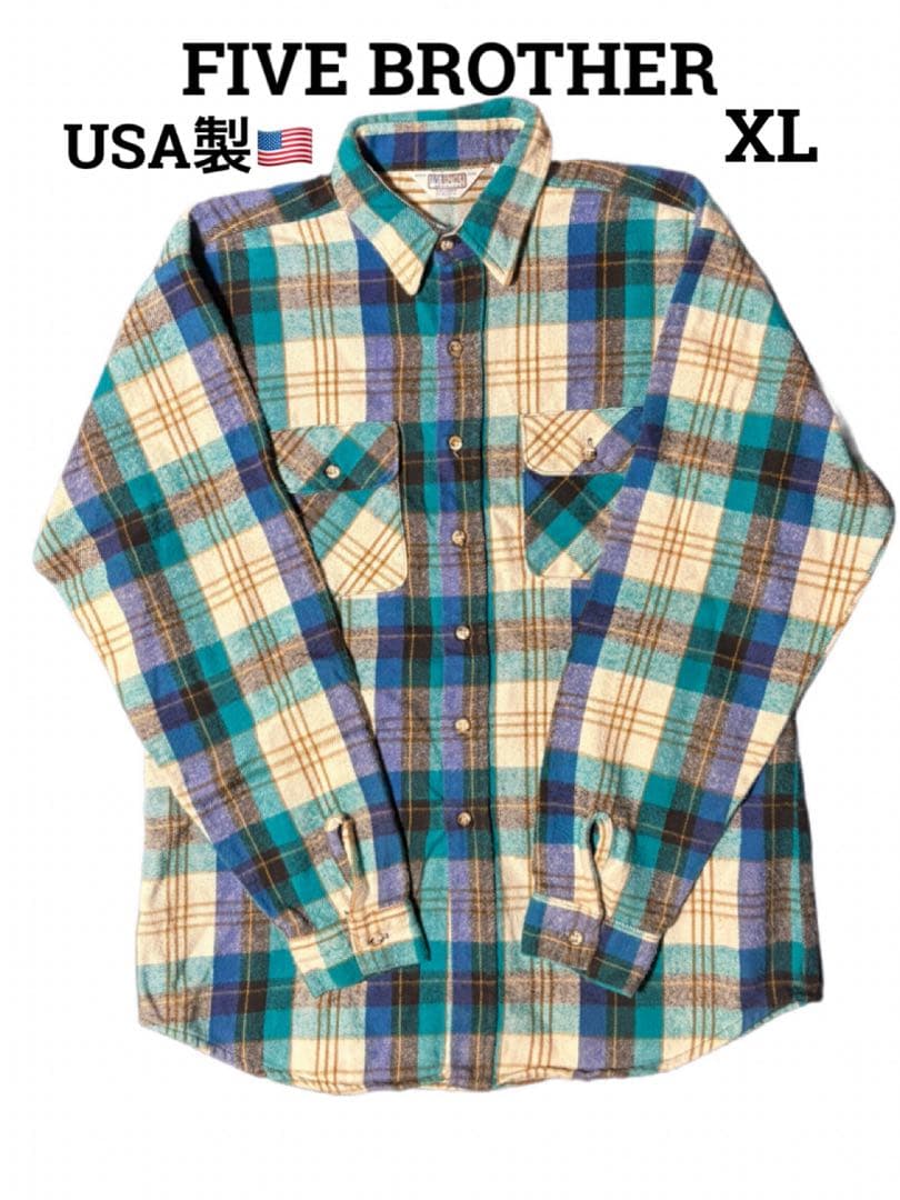 80's USA製 FIVE BROTHER フランネルシャツ 三角タグ - メルカリ