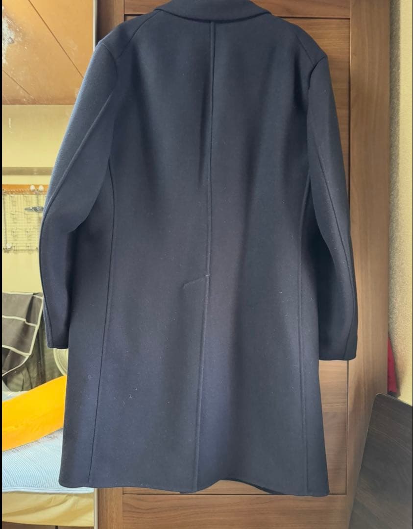 【美品XXL】ユニクロ +J ジルサンダーウールブレンドチェスターコートネイビー