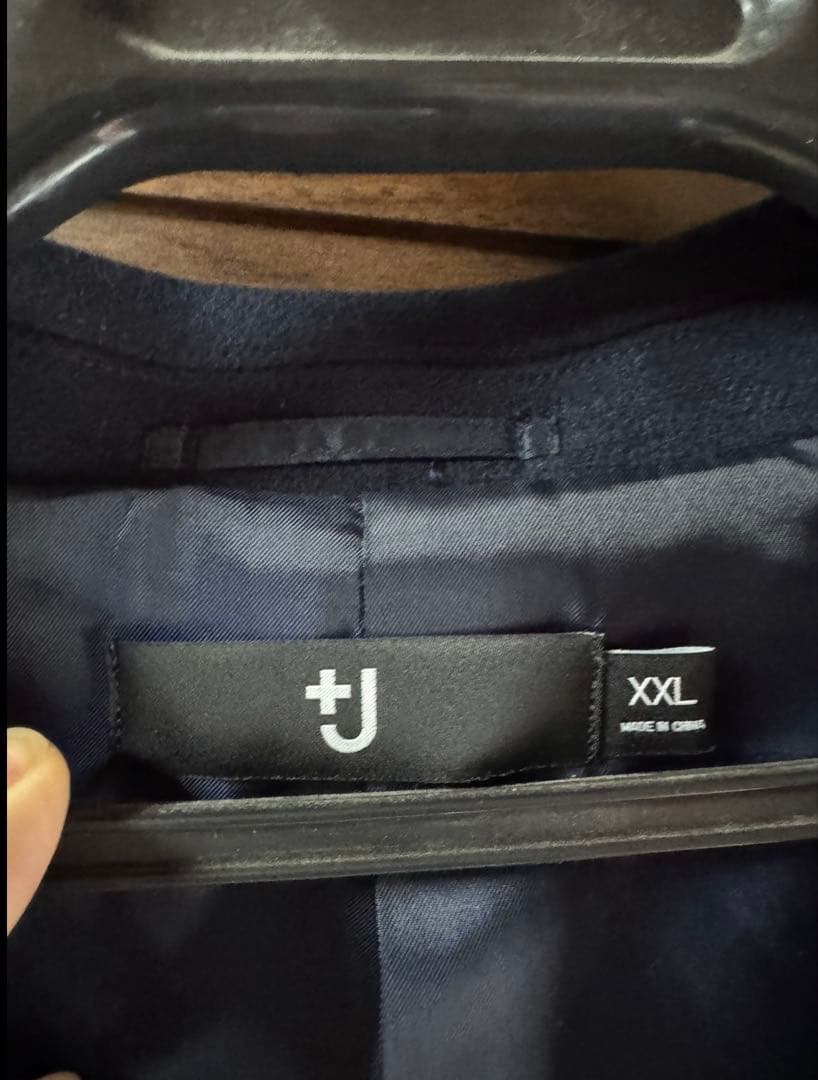 【美品XXL】ユニクロ +J ジルサンダーウールブレンドチェスターコートネイビー
