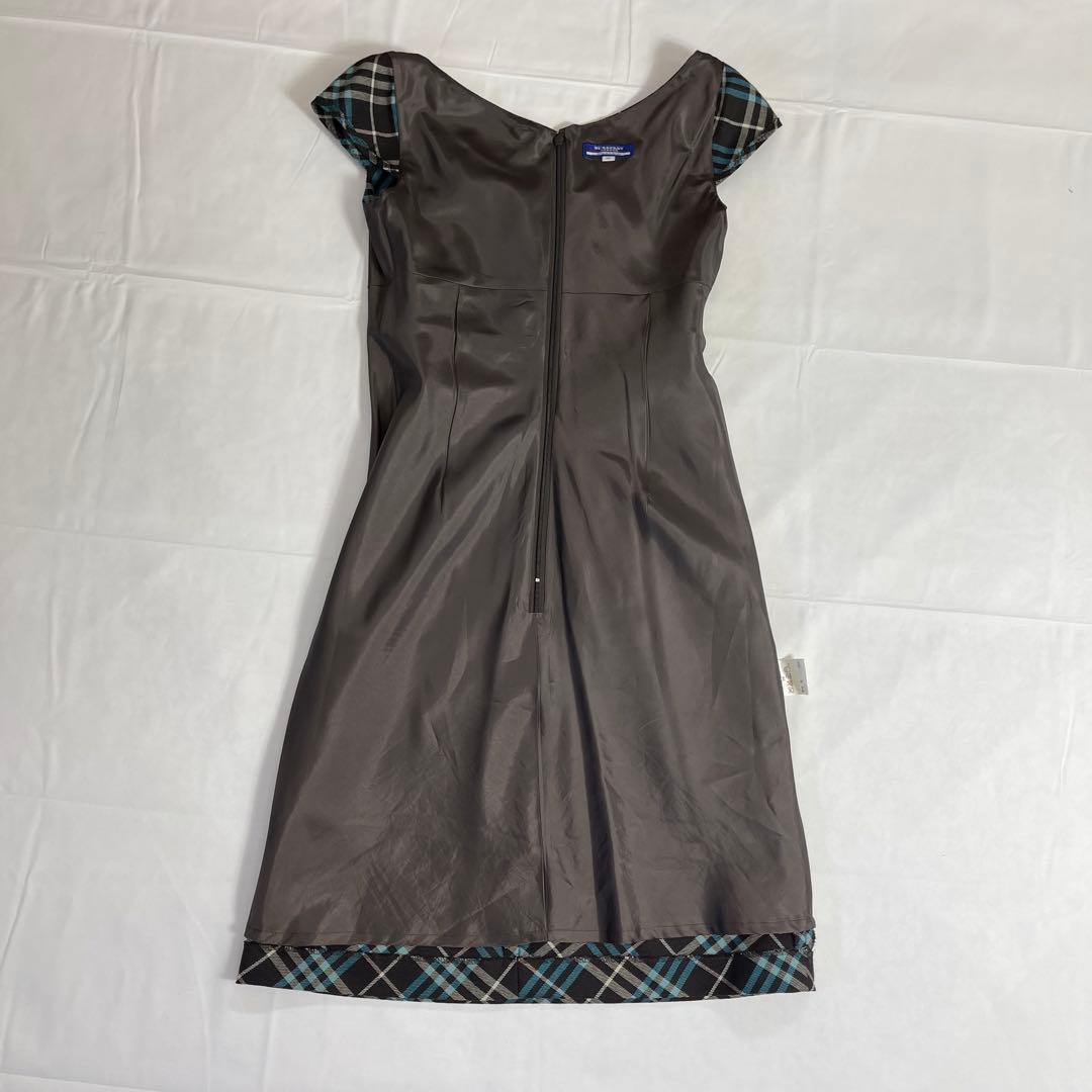 バーバリーブルーレーベル ワンピース 青　ノバチェック ロゴ刺繍 ポニー