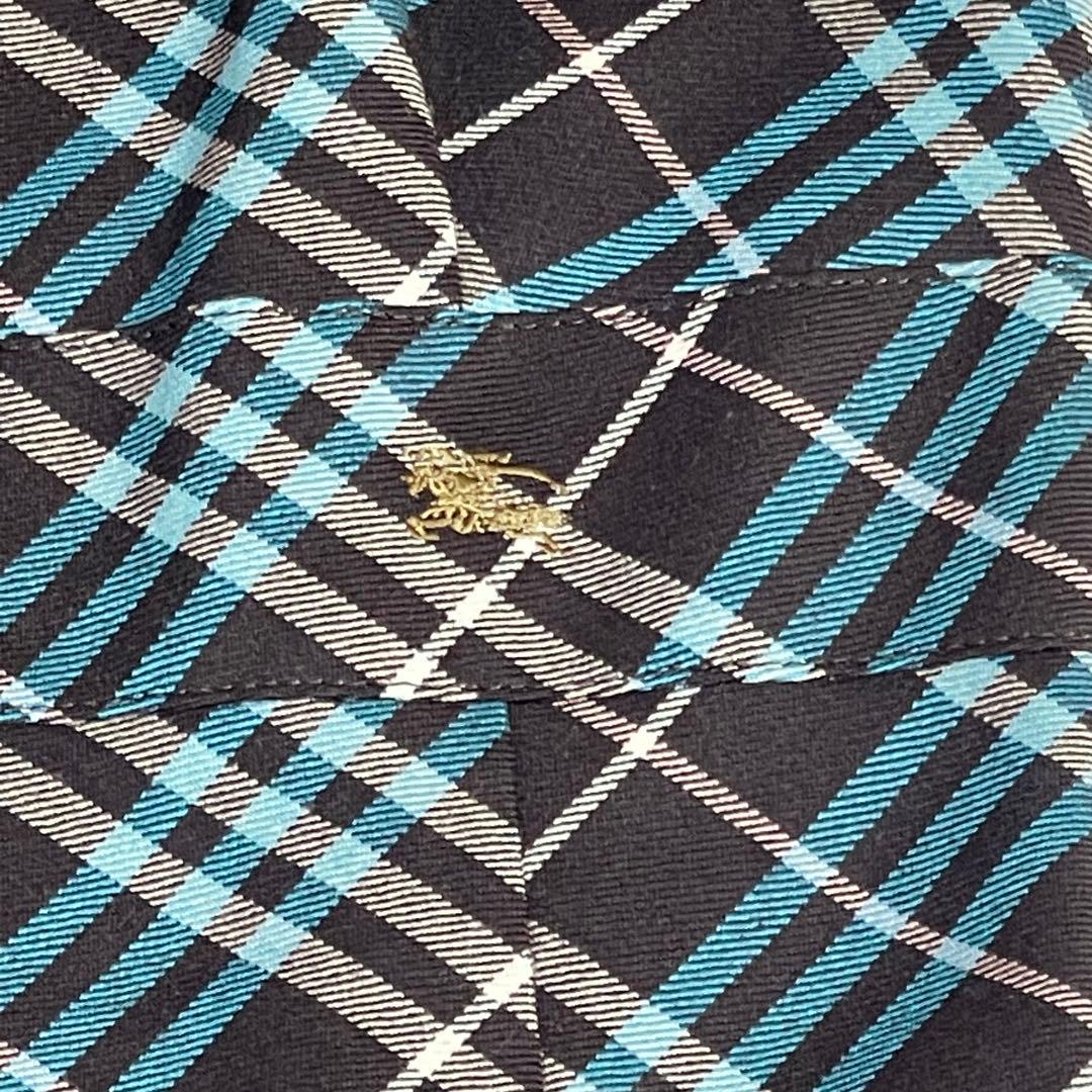 バーバリーブルーレーベル ワンピース 青　ノバチェック ロゴ刺繍 ポニー