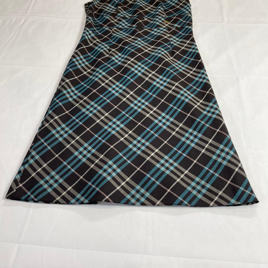 バーバリーブルーレーベル ワンピース 青　ノバチェック ロゴ刺繍 ポニー