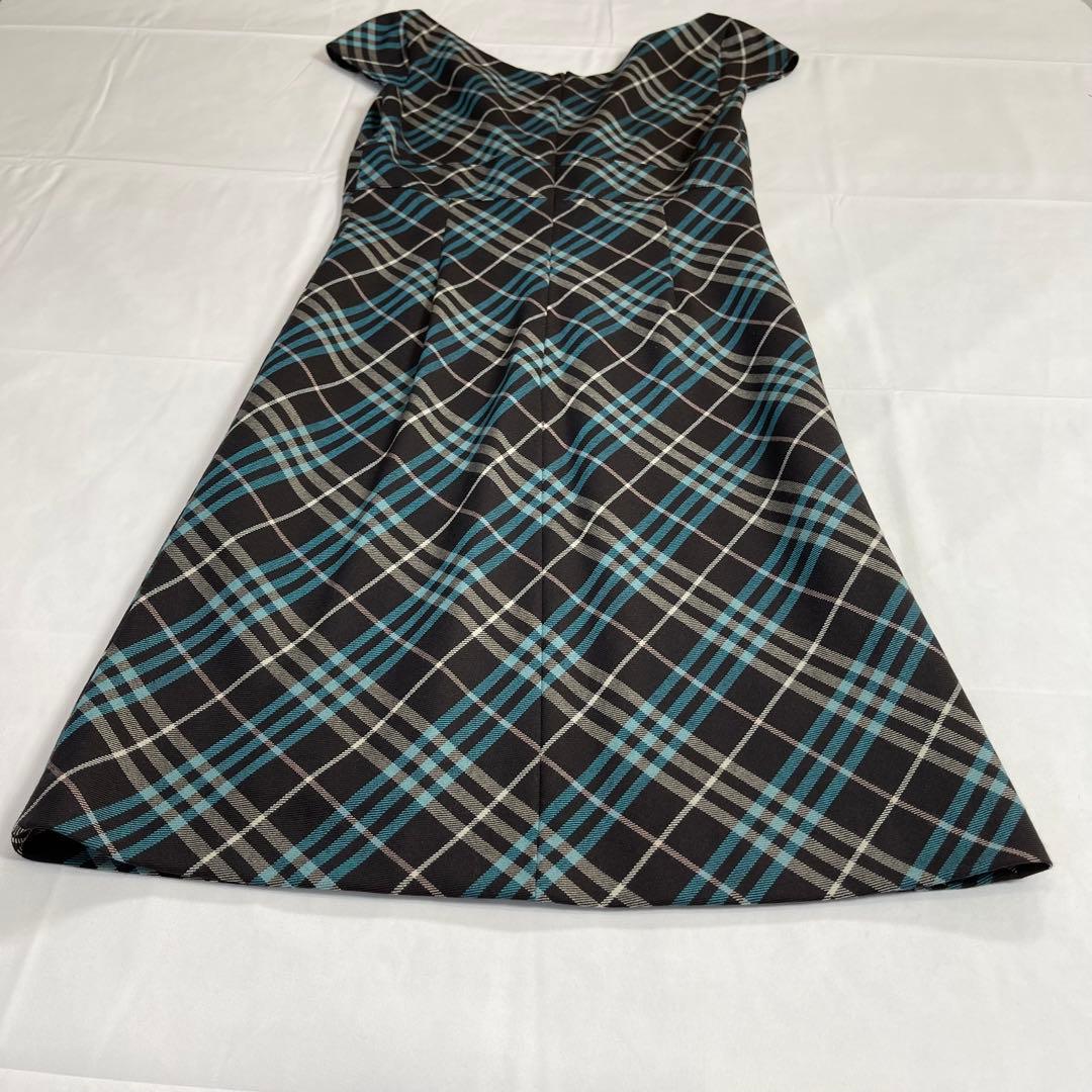 バーバリーブルーレーベル ワンピース 青　ノバチェック ロゴ刺繍 ポニー
