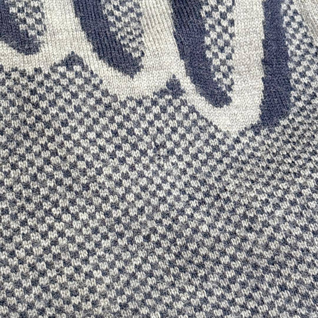 ルイヴィトン エシャルプ マフラー マイクロダミエ ウール 紺 ネイビー