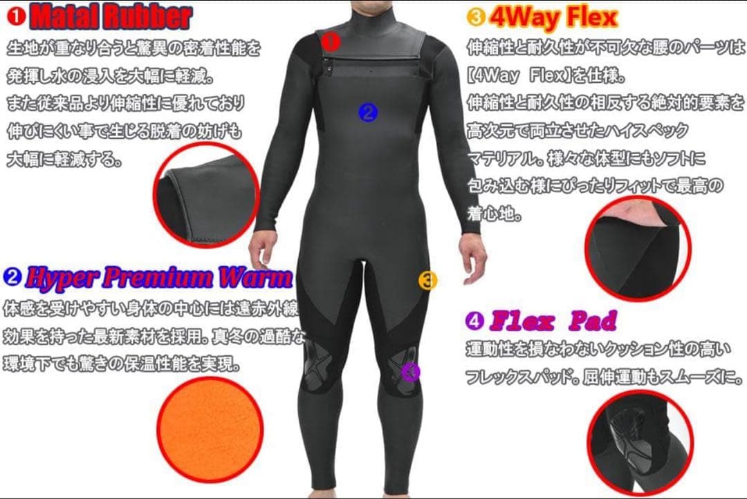 新品未使用セミドライスーツ５mm x ３mm サイズLWハイスペックで暖か〜い！