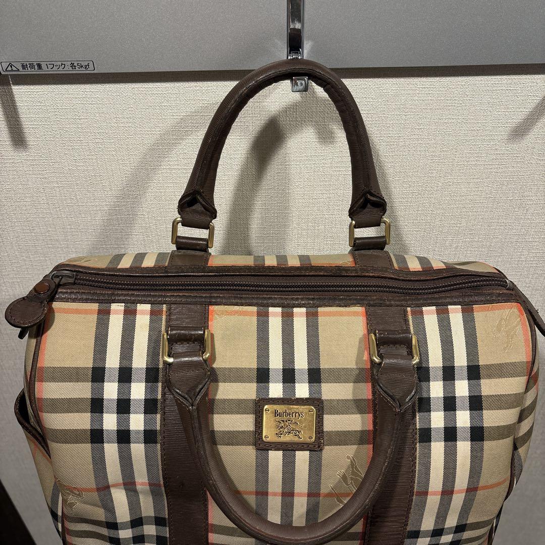 バーバリー ミニボストンバッグ ノバチェック シャドーホース ロゴプレート